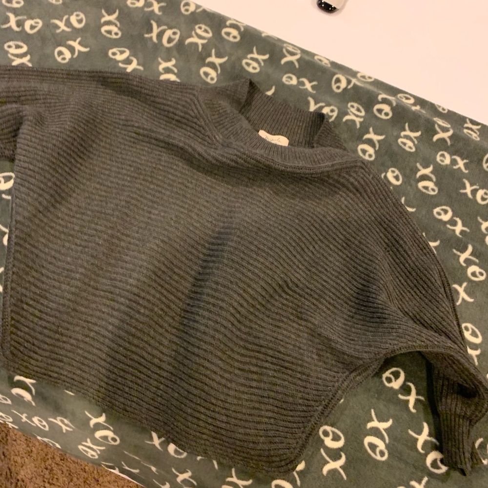 Dark grey off-the-shoulder sweater